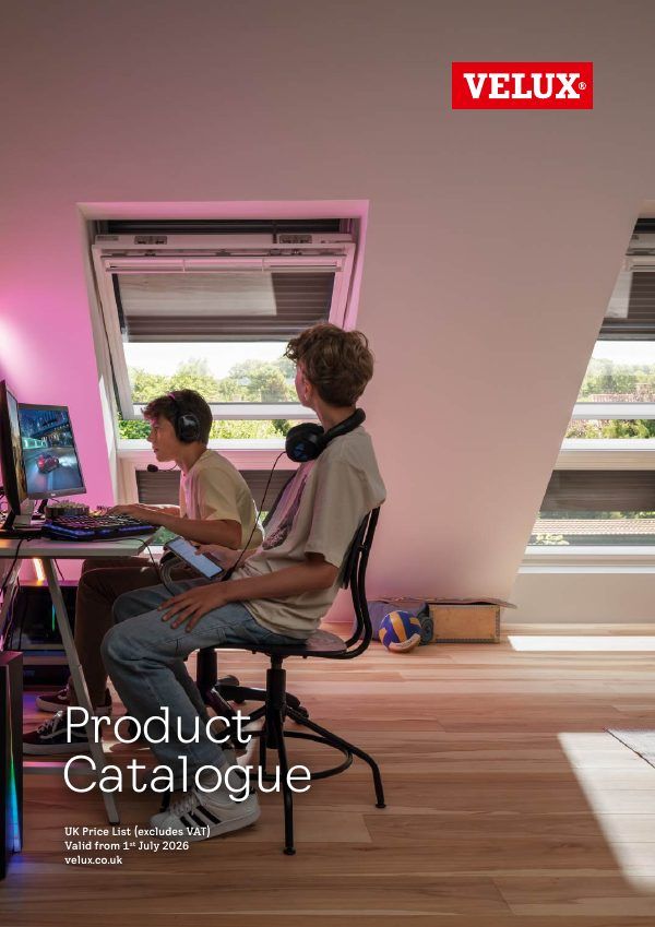 Cover of the VELUX Product Catalogue 2026 brochure